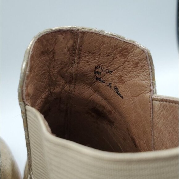 Donald PLINER Khloe Gold Leather Platino Snake Print Peep Toe Shoe Bootie Size 9 - Picture 8 of 14